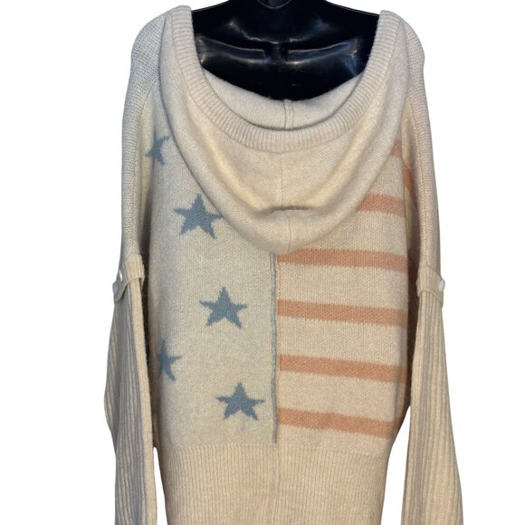 POL Bohemian Style American Flag-Inspired Pullover Hoodie Sweater Size M - Picture 2 of 12